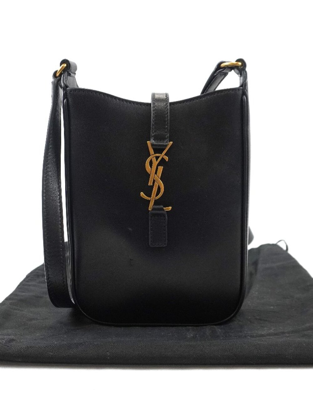 Saint Laurent Le 5 a 7 Shoulder Bag In Black Leather With Gold-Toned Hardware